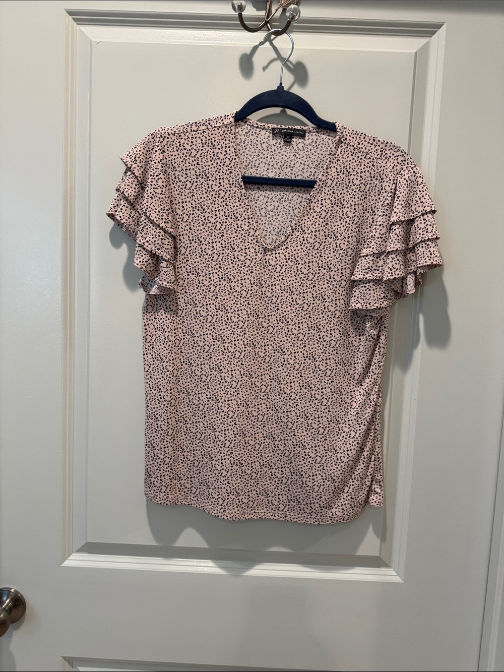 Adrianna Papell Pink Printed Ruffle Sleeve Blouse